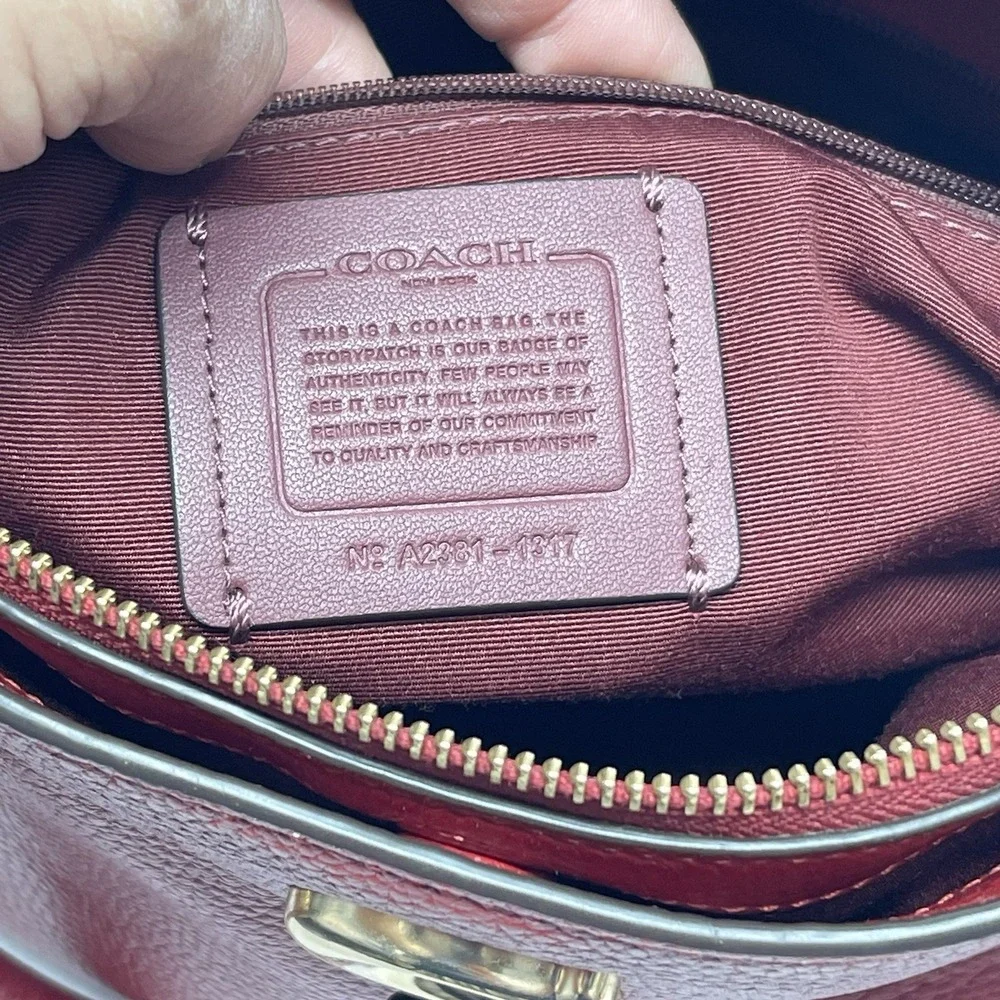 Coach Remi 1317 Satchel True Red Pebbled‎ Leather Crossbody Handbag Preowned